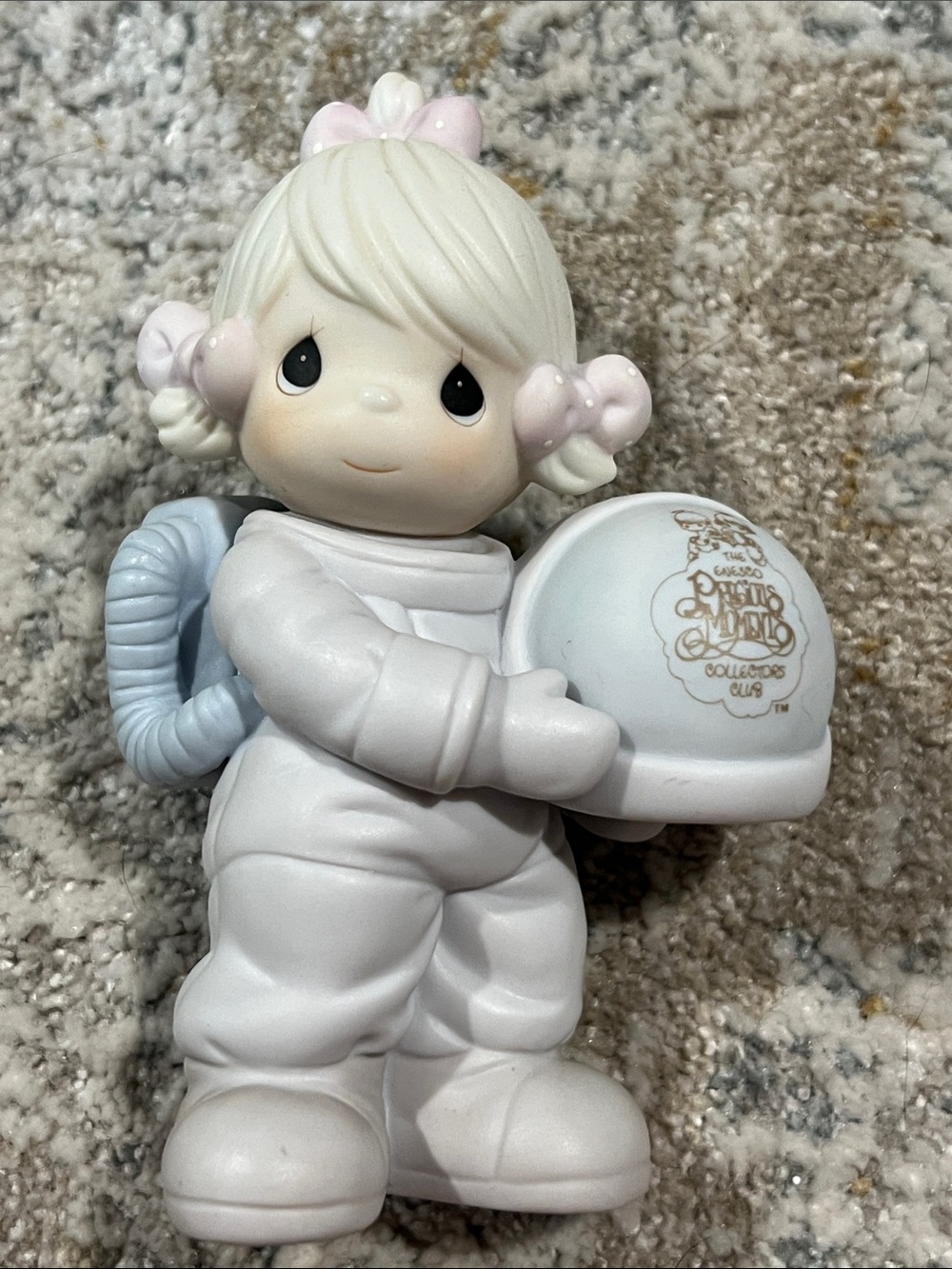 Precious Moments White and Pale Pink Astronaut Girl Figurine